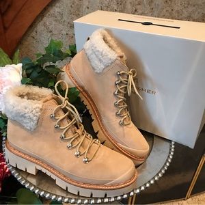 NIB Marc Fisher Cade Shearling Suede Combat Boots 10 New